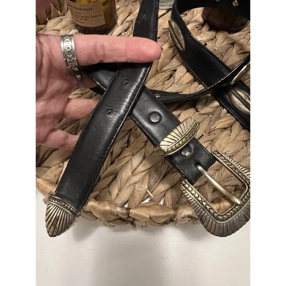 Vintage Billy Betts of California Black Leather Concho Belt Size 40 - By Leegin - Picture 11 of 13